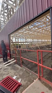 Installing color matched gable vents on the massive 80’ upper gable of this post frame riding arena 🤠 #CinchCarpentry #QualityOverQuantity #PostFrame #Vents #Ventilation #Install #Gable #Wall #Roof #Trusses #Framing #Metal #RidingArena #Horses #Alberta @ab_buildings | Cinch Carpentry