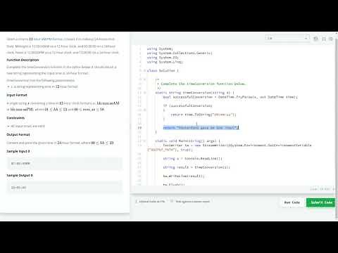 Time Conversion - HackerRank - C#