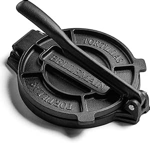 Bellemain Corn Tortilla Press 8-Inch - Pre-Seasoned Cast Iron Press for Tortillas