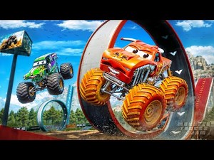 Epic Monster Truck Loop Race - El Toro Loco & Grave Digger 🏁 | Insane Stunts, Jumps & Crashes