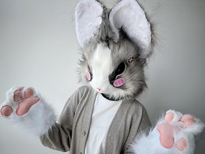 Rabbit Fursuit Head,realistic Rabbit Furry Mask,bunny Furry Head,rabbit Cosplay Props,cheap Fursuit Heads - Etsy