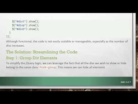 Simplifying the Show and Hide Functions for Div Elements with jQuery