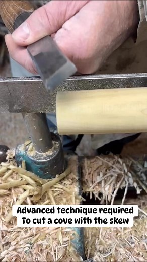 Ever tried cutting coves with a skew chisel? Honestly… you don’t need to. A spindle gouge is the go-to tool for this. The skew only wins if you’re in a hurry and don’t want to swap tools—but for most turners, it’s not worth the hassle. Still, people keep asking how it’s done and on a recent reel Jolie Karno asked for a close up showing how I rub the bevel, so here’s the quick rundown: ✅ Lead with the short point—make sure it’s razor sharp. ✅ Start the cut, then rub the bevel on the outside tip o