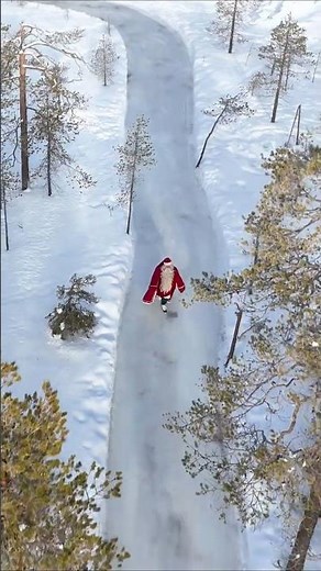 Santa Claus ice skating ⛸️🎅 in a magical Christmas forest in Lapland Finland - Kotatieva Rovaniemi