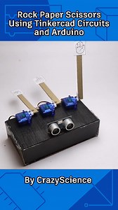 Learn how CrazyScience used Tinkercad Circuits to make this rock paper scissors game. 🗻 📃 ✂️ https://www.tinkercad.com/projects/Rock-Paper-Scissors-Using-Tinkercad-Circuits-and-A #TinkercadCircuits #ArduinoProject #MadeWithTinkercad | Tinkercad
