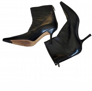 Jimmy Choo black ankle stilettos leather booties boots size 7