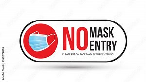 Warning sign without a face mask no entry. Rotating icon white background Stock Video