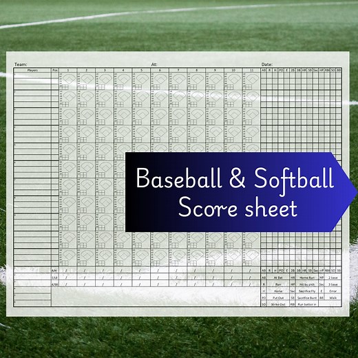 Baseball and Softball Scorebook Template / Printable Score Sheet/ Digital Download / Ready to Use Fillable PDF - Etsy