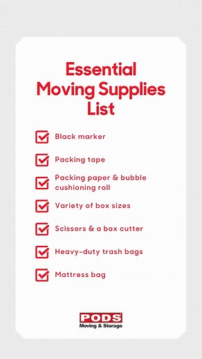 Whether you’re moving locally or across the country, packing can be stressful. That's why we've compiled our list of essential moving and packing supplies checklist: PODS.com/MovingSupplies_FB ✔ | PODS Moving & Storage