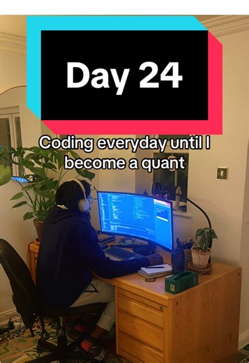 Day 24 of coding every single day until I become a quant 🖥️ This series documents my real journey through software engineering, computer science, and tech while building consistency one day at a time. If you are a computer science student, junior software engineer, or someone trying to break into tech, this content is made for you. In today’s video, I focus on daily coding practice, problem solving, and learning what it actually takes to grow as a software developer. No overnight success and no