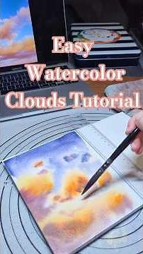 How to paint clouds in watercolor for beginners☁️🎨 #watercolorclouds #watercolortutorial