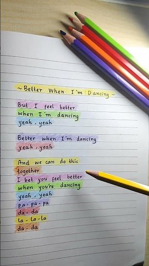 Better When I'm Dancing - Meghan Trainor "lyrics". #handwriting #lyrics #shorts #song