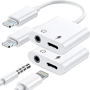 Amazon.com: 2 Pack Lightning to 3.5mm Headphone Jack Adapter, [Apple MFi Certified] 2 in 1 Headphone Adapter Aux Audio and Charger Adapter Dongle Cable Splitter Compatible with iPhone 14 13 12 11 XS XR 8 7 : Electronics