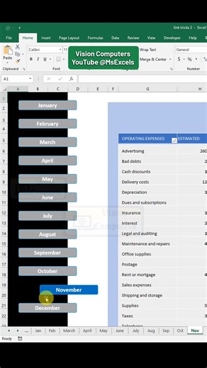 Excel Navigation Bar ! Create attractive Navigation Bar in Excel. Excel tips and tricks, Excel Tutorials, Excel functions, Excel formula, Spreadsheets, Sheets #Excel #exceltricks #exceltips #exceltutorial #ExcelForBeginners #ExcelDashboard #msexceltips #excelformulas #spreadsheets #exceltipsandtricks #msexceltricks | Vision Computers