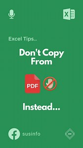 1.1K views | Don't Copy Data From PDF's in Excel! 六‍ In this Excel Tutorial we are going to learn how to import data from PDF to Microsoft Excel. #excel #exceltips #bookkeeping #accounting #finance | SUS INFO | Facebook