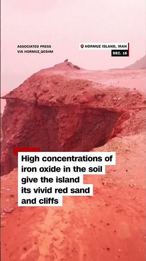 Rain turns Iranian island's coastline blood-red