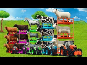 MASSIVE CONVOY TRANSPORT WITH SHEEPS, HORSES, BUFFALO, COWS, GOATS & TRACTORS - FS25