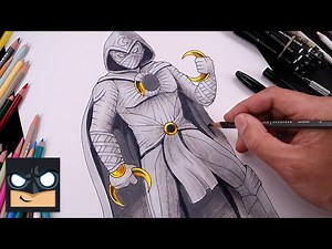 How To Draw Moon Knight  Draw & Color Tutorial (Step by Step) - Videos For Kids