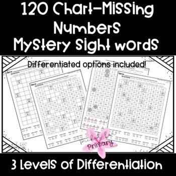 120 Chart Fill In Missing Numbers 1st grade Math Center