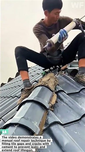 Roof Tile Crack Repair with Cement | Manual Roofing Fixing Technique