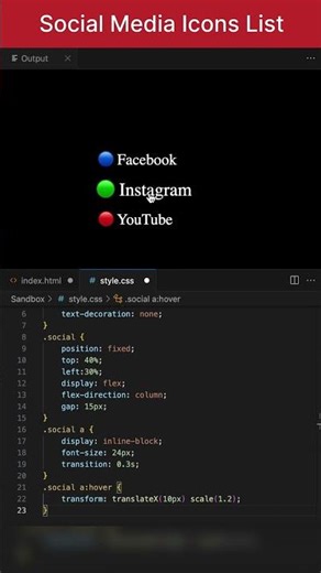 Social media icon list using HTML and CSS