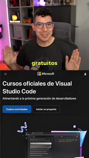 ¿Cursos gratis para aprender a programar? 🔥 @midudev muestra opciones para aprender web o Python dentro de VS Code. Ingresa aquí. 👉 http://aka.ms/VSCodeEdu-ES