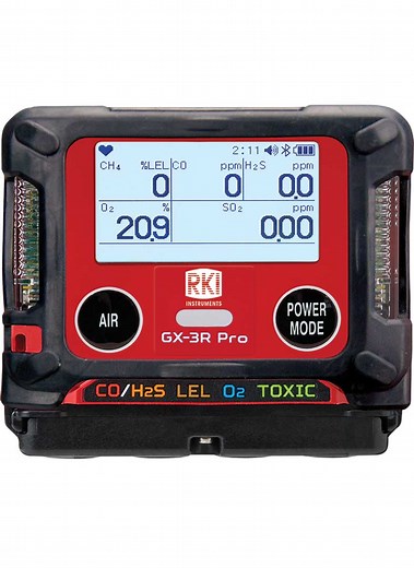 Five Gas Monitor, confined space detector features simultaneous detection of LEL, O2, H2S, CO and option of toxic sensor (SO2, HCN, NO2, NH3 or Cl2). World's smallest and lightest portable multi 5 gas detector. Hydrogen Cyanide and Nitrogen Dioxide now available. Includes bluetooth wireless communication with phone app