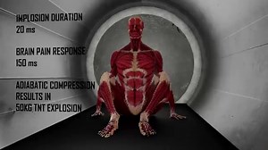 Animation of the effects of implosion on a voxel based human body