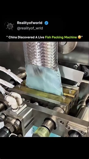 where curiosity transforms into understanding 😉 on Instagram: "This video showcases an industrial automated bagging machine specifically designed for packaging live fish, likely for the aquarium trade or feeder fish industry. The process begins with a continuous roll of plastic film that is formed into a tube. A measured amount of water and a live fish are dropped through a central chute into the bag. How the Machine Works The mechanical heart of the operation is the heat-sealing jaw system. As
