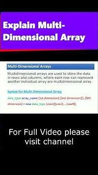 Definition of Multi dimensional Array