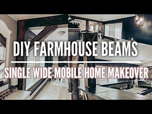 DIY FARMHOUSE BEAMS | modern farmhouse singlewide mobile home makeover | DINING ROOM REMODEL 🔨