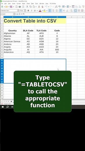 🔄 Convert table into CSV - LibreOffice Calc (TABLETOCSV)