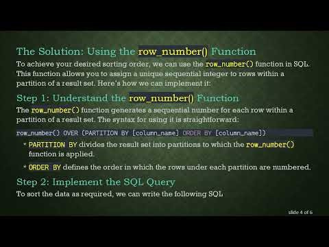 How to Sort SQL Data in a Custom Sequence Using Row Numbers
