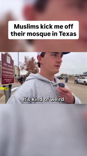Nick Shirley on Instagram: "Can you imagine if the roles were reversed? While at a protest in Plano Texas outside the Epic City mosque group of Muslims kicked me off the grass near the sidewalk that was apparently their property, which I understand they can kick me off their property if they want to but I just happened to be the only person they kicked off the property out of the dozens there for specifically not being a “Muslim”. In the past 2 years over 40+ Mosque have been created in Northern