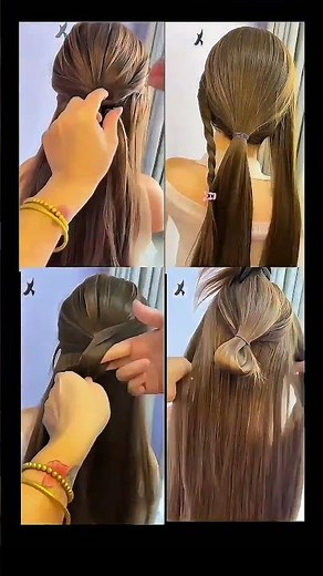4 Easy Elegant Hairstyles for Long Hair 💖 | Braids & Half-Up Ponytail Tutorial #easyhairstyles