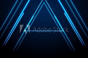 Blue glowing neon triangles and lines abstract tech background. Seamless looping geometric motion design. Video animation Ultra HD 4K 3840x2160