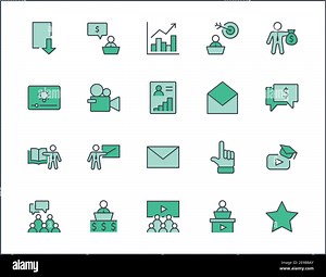 Set of Business Training Related Vector Line Icons. Contains such Icons as Teacher, Class, Presentation, Video, Book, Mentoring, Target and more. Edit Stock Vector Image & Art - Alamy