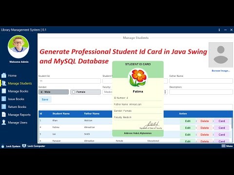Part 16 — Library Management System in Java Swing | Generate A Professional Id Card in Java Swing