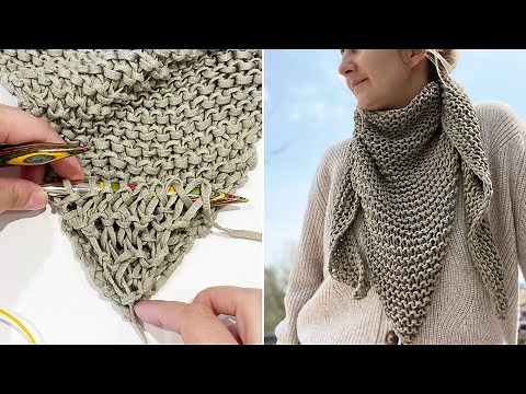 How To Knit An Easy Triangle Scarf For Beginners