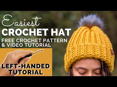 LEFT-HANDED TUTORIAL: Easiest Crochet Hat - Free Crochet Pattern for Beginners