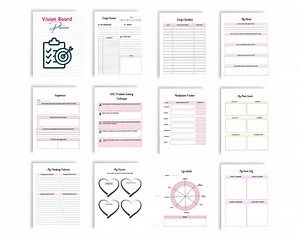 Vision Board Planner Printable, Editable Goal Setting Journal, Manifestation Workbook Canva Template, Dream Life Planner - Etsy
