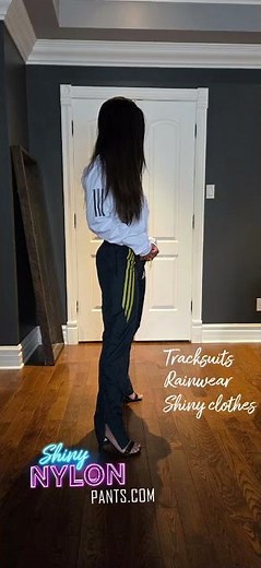 Adidas tracksuit women - nylon sportswear - pants and windbreaker - swishy shiny nylon rainwear