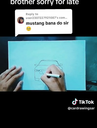 Replying to @user2307227921087Ford mustang drawing #foryoupage #foryouthispage #cardrawingsar #carcolouring #fypシ゚viral #tiktokviral #drawingtutorial