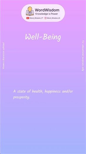 What does "Well-Being" mean? | English vocabulary shorts | #well-being #wordwisdom