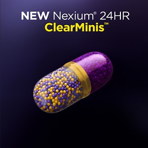 NEW Nexium® 24HR ClearMinis™ — all day and all night protection* in a potent little pill.° *Use as directed. May take 1 to 4 days for full effect. °All Nexium® 24HR products provide the same effective protection. | Nexium24HR