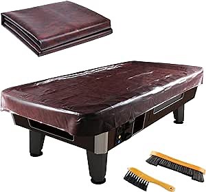Leather Pool Table Cover - Billiards Pool Table Accessories Set, Premium Leather Cover & 2 Rail Brush Set, Billiard Table Cover and Brush Kit ,Pool Table Cover for 7Ft/ 8Ft/ 9Ft (9Ft)