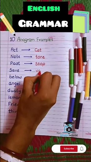 📝10 Anagrams Examples 🤩 /English Grammar ✨📑 @riyastudyhouse