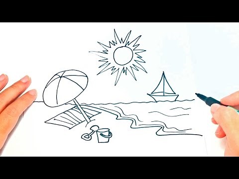 How to draw a Beach | Beach Easy Draw Tutorial