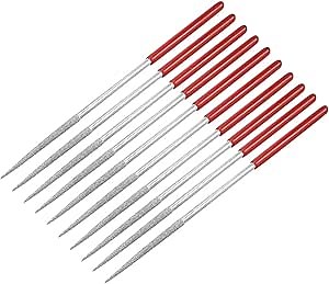 Utoolmart Diamond Needle File, 10-Pieces Mini Diamond Needle File Set, 5mm x 180mm Round Files Tools, 150 Grits Small Tip Files, for Metal Glass Stone with Fine Sanding