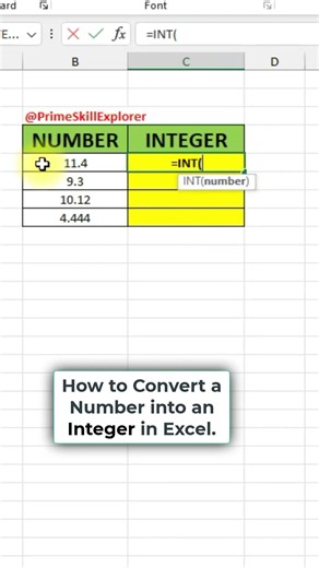 How to Convert a Number into an Integer in Excel! #excel